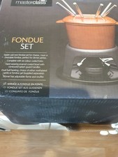 Master Class Black Cream Fondue Set Enamelled Cast Iron UNUSED