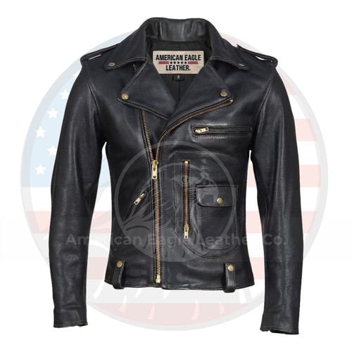 Men black brando leather - black,