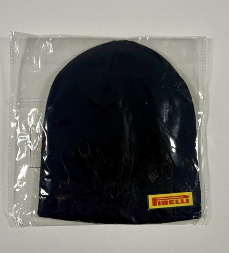 Pirelli black knit beanie hat - black,