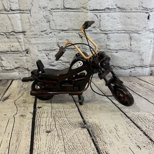 25cm Large Dark Wood Motorbike