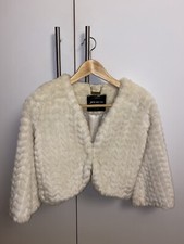 Jane Norman Shrug Cream Faux Fur Chevron Shrug UK 8