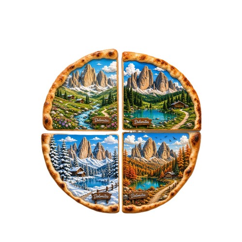 Dolomites pizza fridge magnets - dolomites,