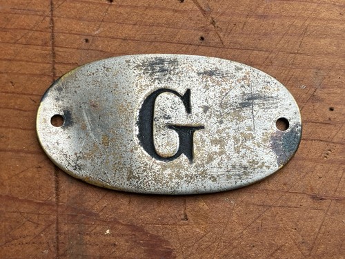 Antique letter tag metal - antique,