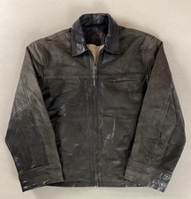 Vintage Leather Highwayman Jacket Bomber Jacket Cowhide Brown Size XL