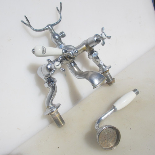 Antique brass bath - mixer, taps
