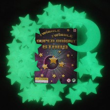 50 Glow In The Dark Stars and Moon Plastic Stickers 4 Ceilings & Walls Bedroom 