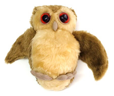 Vintage Owl Bird Plush Soft Toy Large Orange Eyes 9 1/2" Tall