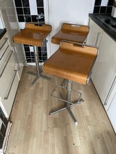 John Lewis Wood And Metal Bar Stools X3