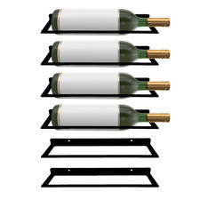 6x Wall Mounted Wine Rack Black Metal Bottle Holder Bar Kitchen Storage Decor