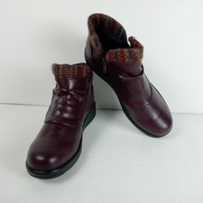 Cotton Traders Women's Burgundy Ankle Boots Faux Leather UK Size 5
