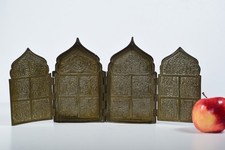 Antique Russian Bronze Travel Icon Russian icon Composed of four Segments