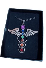 Silver Tone Chakra Guardian Angel Necklace/Pendant 18-20" BNIB