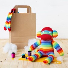 DIY Sock Monkey Craft Kit - Sew Your Own Toy, Includes Socks, Stuffing, Decor