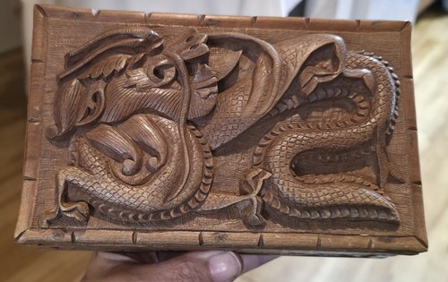 Vintage carved walnut wood - carved,