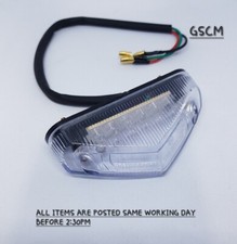 Universal Motorcycle Motorbike Rear Brake Tail Light Clear Red LED