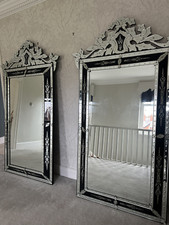 2x Large Venetian mirrors - black mirror frame