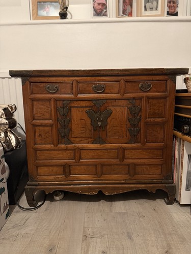 Antique korean elmwood cabinet - korean,