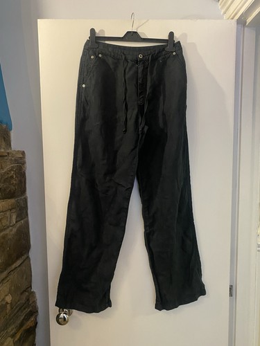 Black linen trousers size - black,