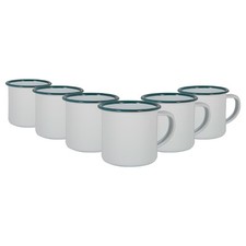 6x White Enamel Espresso Cups