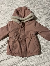 Baby Girl 9 - 12 Months Pink White Hooded Winter Coat Jacket Hood