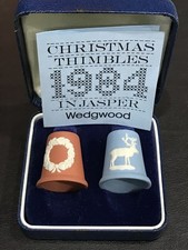 Wedgwood Blue and Terracotta  jasperware 1984 thimbles boxed .