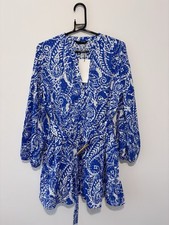 Zara blue and white paisley