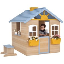 Outsunny Wooden Kids Playhouse