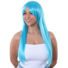 Long baby blue wig womens - long,