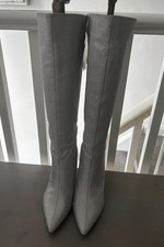 Zara Silver Knee High Heel Boots UK4 EUR37 US6.5 Ref 3047 010