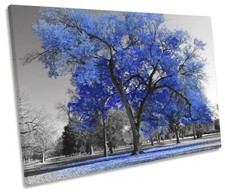 Large Tree Leaves Nature Picture CANVAS WALL ART Print Blue