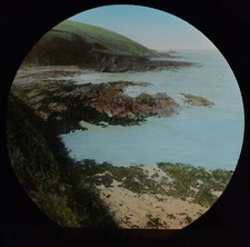 Glass Magic Lantern Slide COAST SCENE NEAR LANDS END C1890 PHOTO CORNWALL