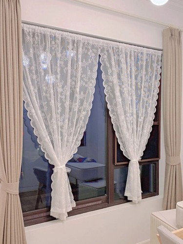 Floral lace voile curtains - lace,
