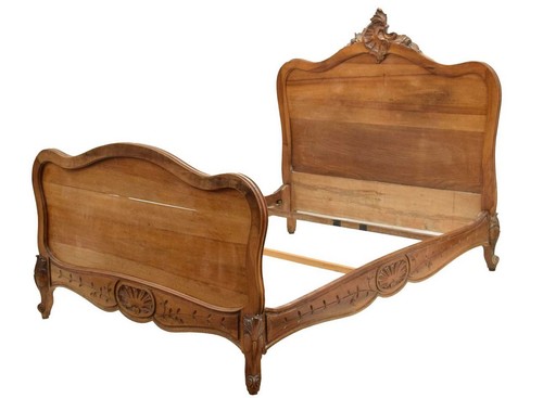 French carved oak bed - oak,