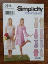 Simplicity 5645 Dress Sewing Pattern.  Flower Girl.  Age 7,8,10 .uncut