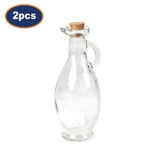 Oil Vinegar Glass Bottles 250ml Cork Lid Dispenser Cruet Condiments Storage 2pcs