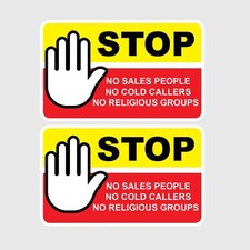 STOP No Sales People Cold Callers Notice Sign Decal Sticker Front Door Letterbox