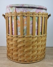 Wicker Floral Sewing Basket Vintage Large Size With Handle And Lid..