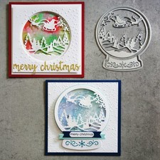 Metal Cutting Dies ~ Village & Santa Christmas Scene Snow Globe Die