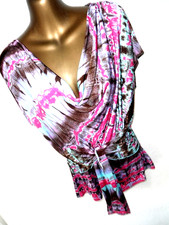 Joseph Ribkoff Multicolour tie front top 16 cowl neckline silky non crease (9172