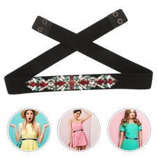  Women Rhinestone Belt Crystal Sparkly Elastic Thin Belts For Dressy Lady Beaded
