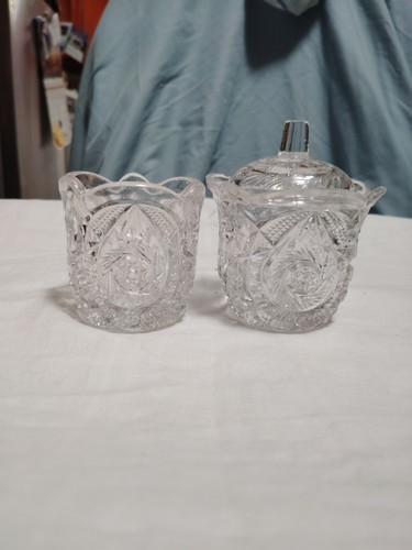 2pc antique pattern glass - ,