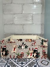 Wooden Crate Decorated In Christmas Dogs 