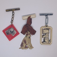 (x3) 1930s Vintage Art Deco Scottie Dog Scottish Terrier Early Plastic Brooch