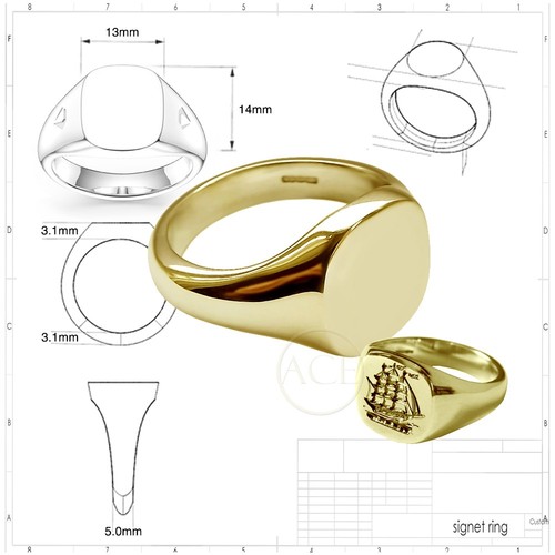 9ct solid yellow gold cushion - 9ct,