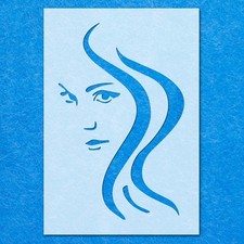 Girl Face Looking Stencil