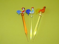 Three Murano Glass Cockerel