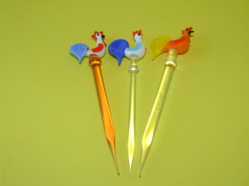 Three murano glass cockerel - three,