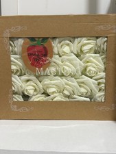 MACTING Artificial Flowers Blush Foam Roses White
