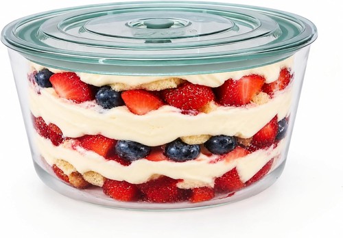 Glass trifle bowl with - trifle,