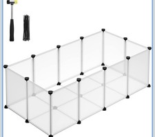 SONGMICS Pet Playpen with Floor Small Animal Enclosure DIY Plastic Cage